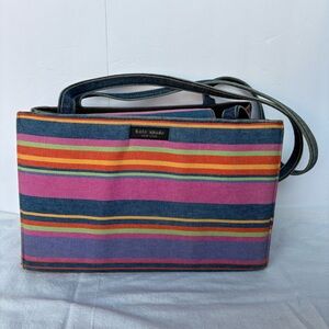 Kate Spade Multicolor Striped Tote Denim Bag Y2K Vintage